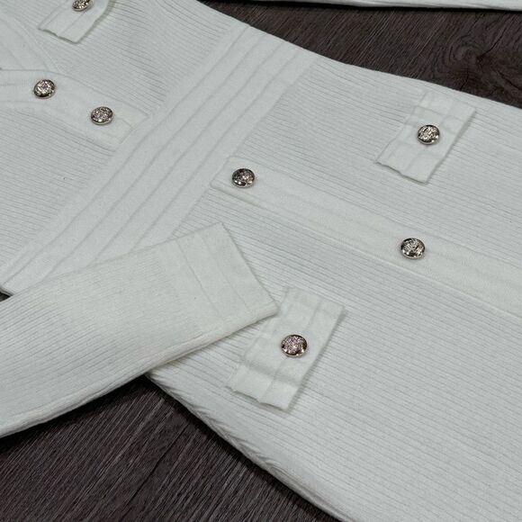 White Knit Classy Dress - Picture 3 of 4